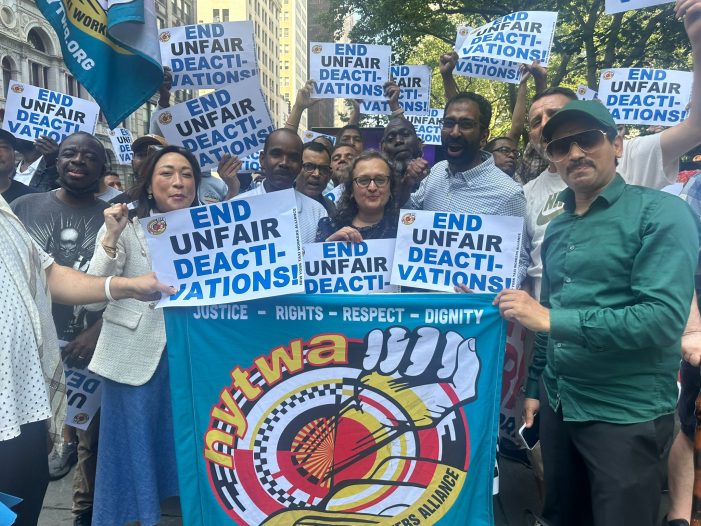 Uber and Lyft Drivers Rally Outside of City Hall
